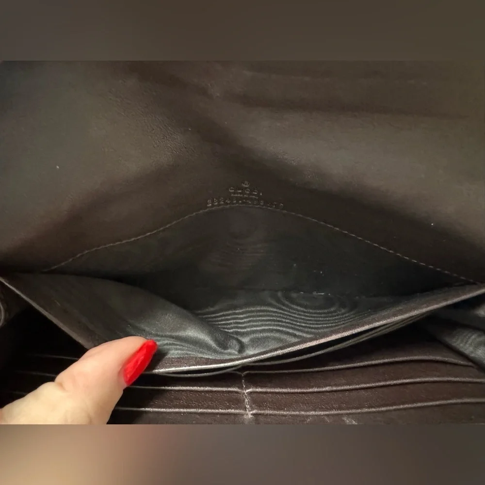 Gucci Guccissima Dark Chocolate Leather Continental Embossed GG Long Wallet - Picture 7 of 13